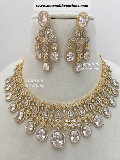 Amaya Golden American Diamond Necklace set