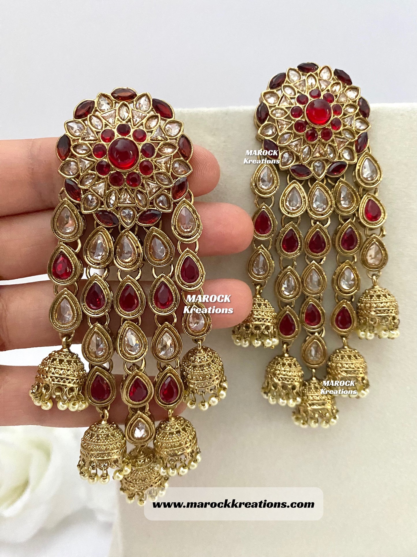 Bollywood style High Quality Antique Gold Polki Statement Earrings