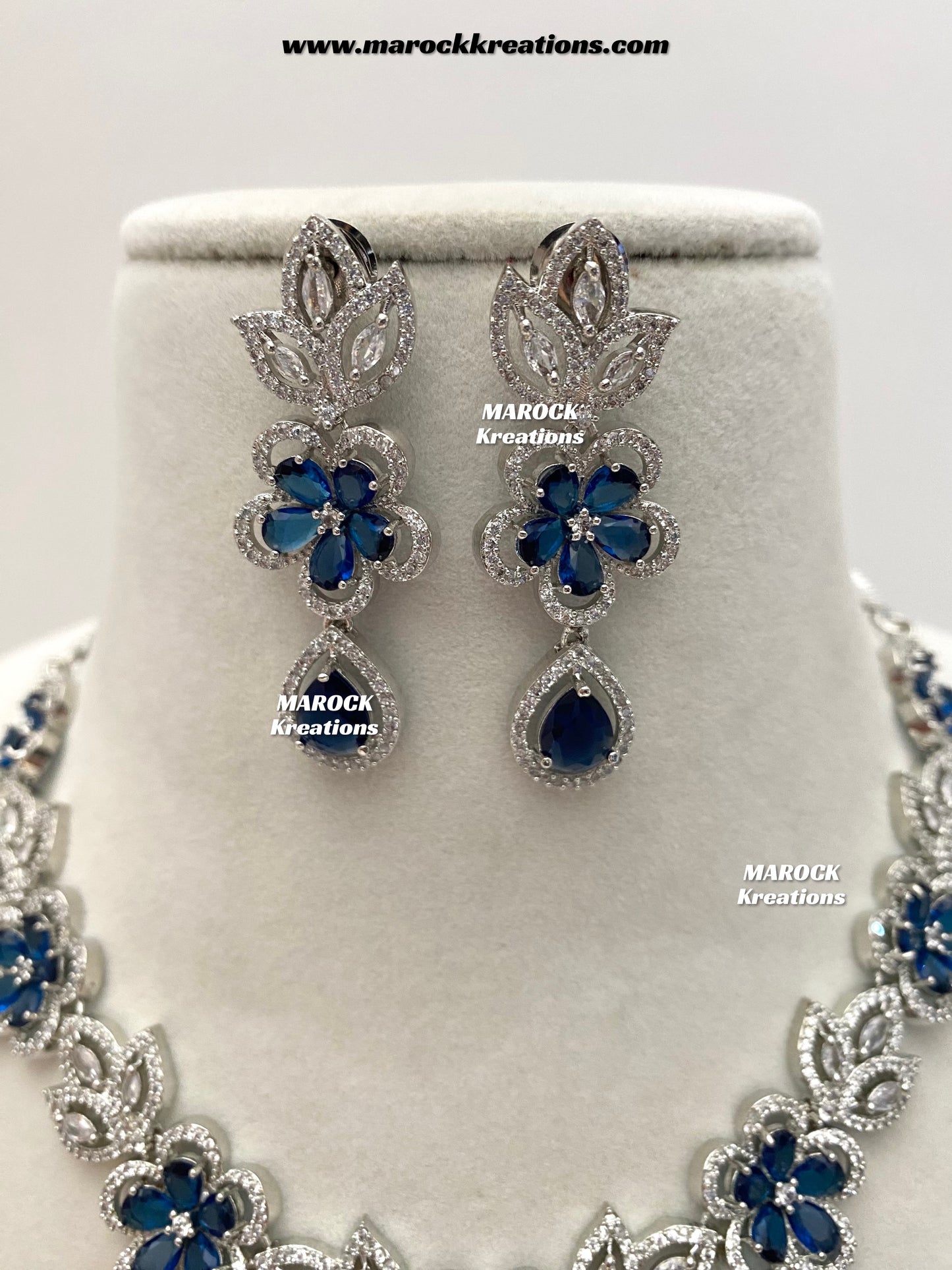 Sibani Silver American Diamond Necklace set