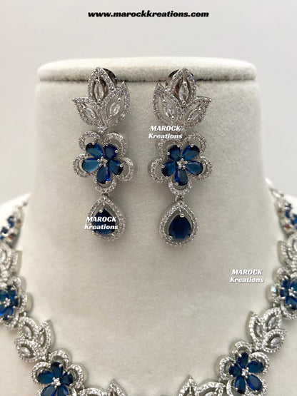 Sibani Silver American Diamond Necklace set