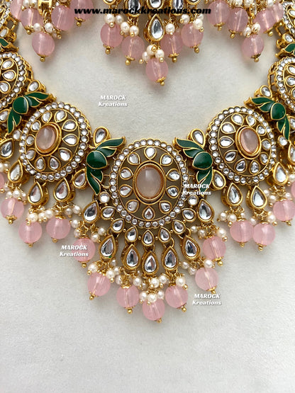 Iqra Premium Quality Kundan Meenakari Statement Necklace set