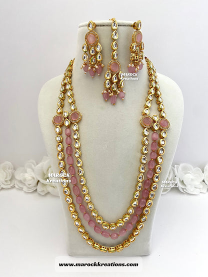 Kundan and Monalisa Rani Haar/Long necklace (Back side Meenakari)