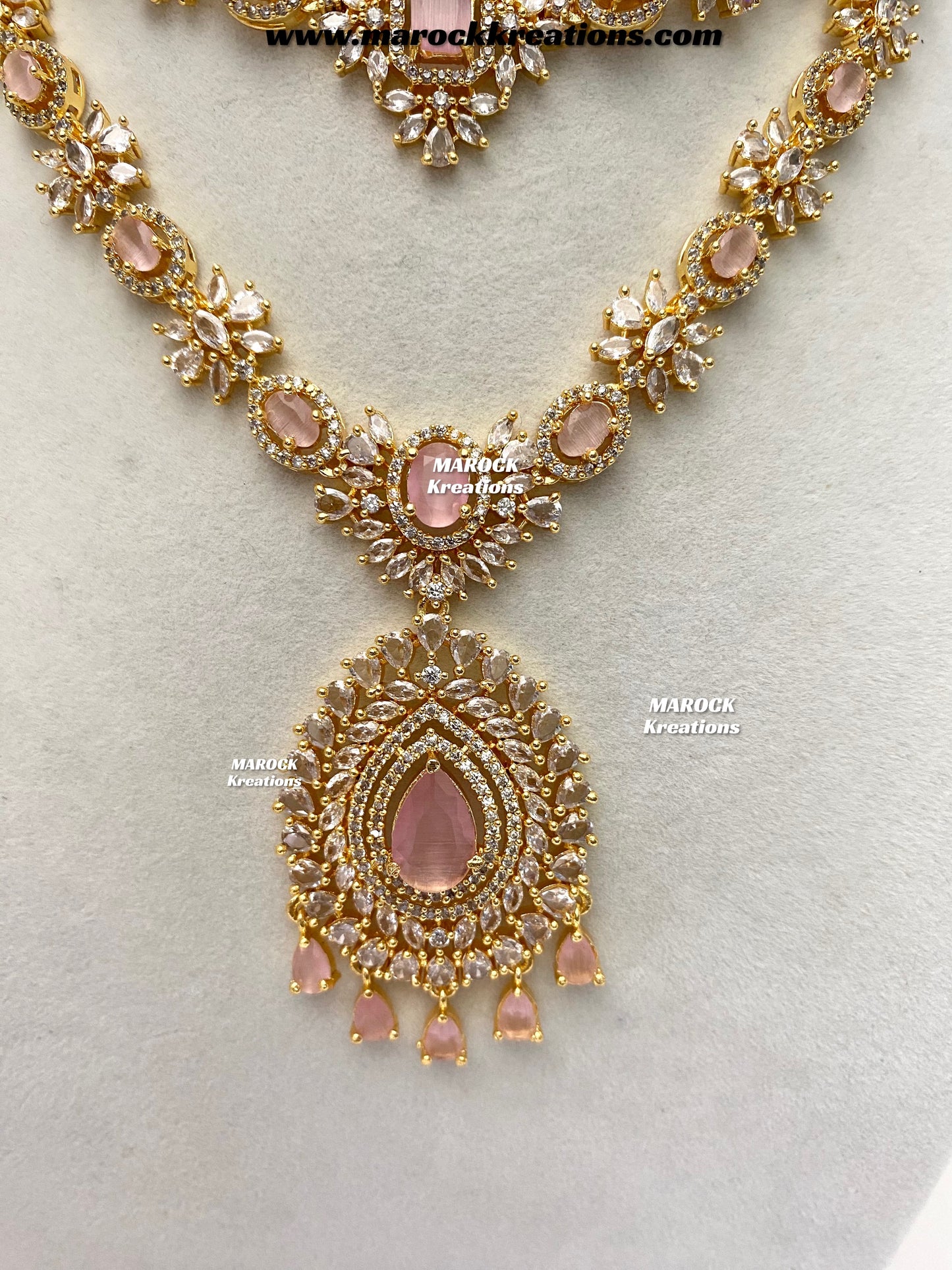 Farhat Golden American Diamond Necklace set