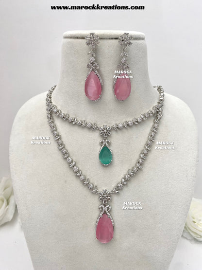 Lauren Silver American Diamond Necklace set