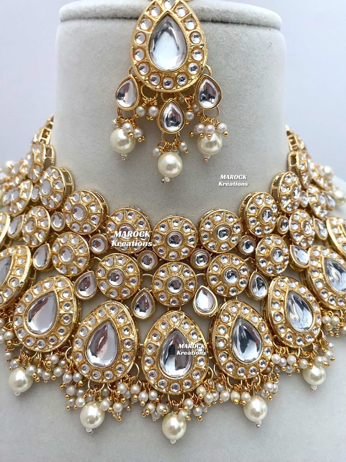 Premium Quality Thappa Kundan Necklace set