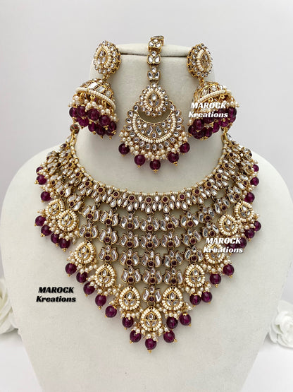 Fine Kundan V-shape Statement Necklace set