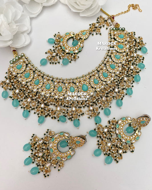 Premium Quality Thappa Kundan Statement Necklace set