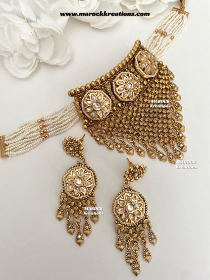 Ruchi Premium Quality Gold plated exclusive Kundan Choker set