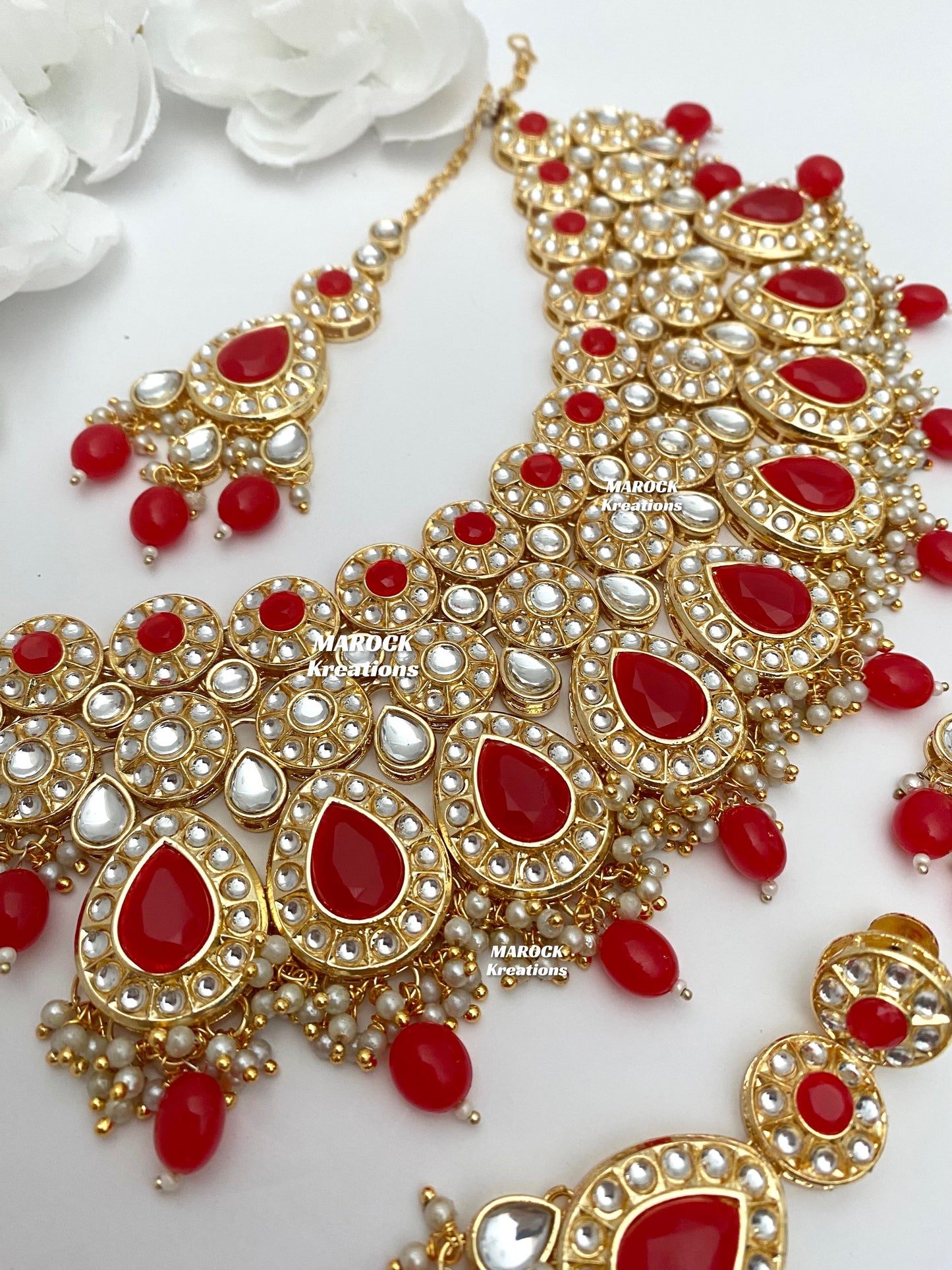 Premium Quality Thappa Kundan Necklace set