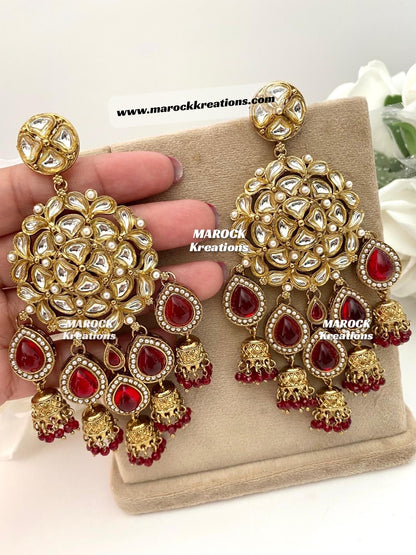 Bollywood style premium quality Kundan Statement Earrings