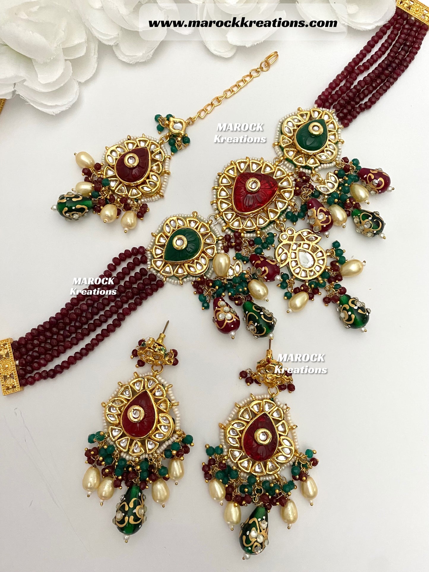 Raavi Premium Quality Thappa Kundan trendy choker/Necklace set