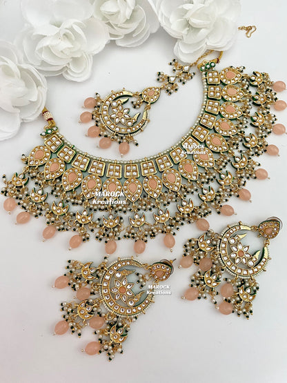 Premium Quality Thappa Kundan Statement Necklace set