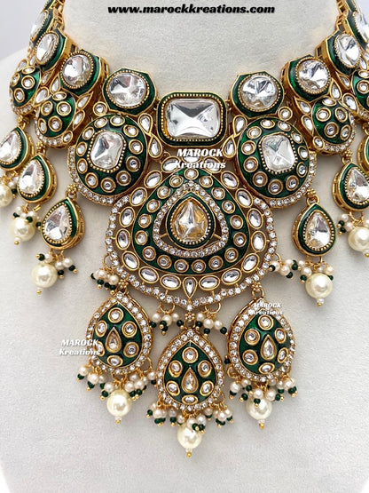 Sanuja Kundan Meenakari Statement Necklace set/Bridal set