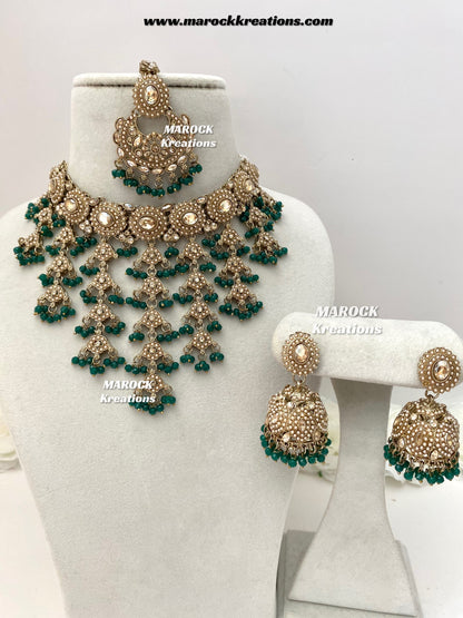 Shaya Antique Gold Polki waterfall Choker set