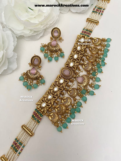 Sugandha Premium Quality Gold Plated Rajwadi choker set