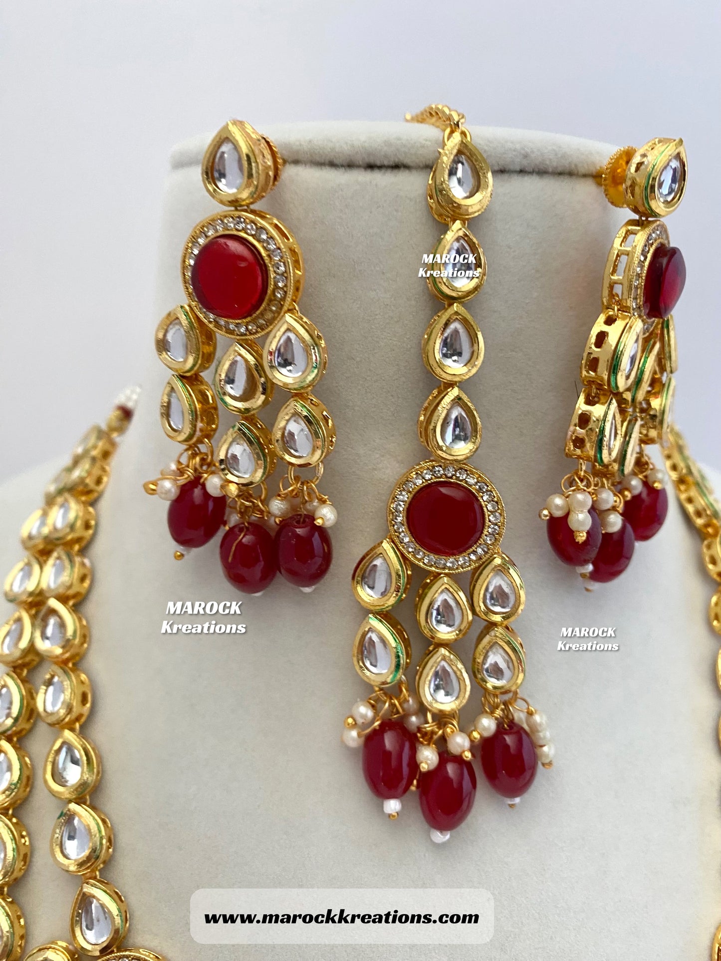 Kundan and Monalisa Rani Haar/Long necklace (Back side Meenakari)