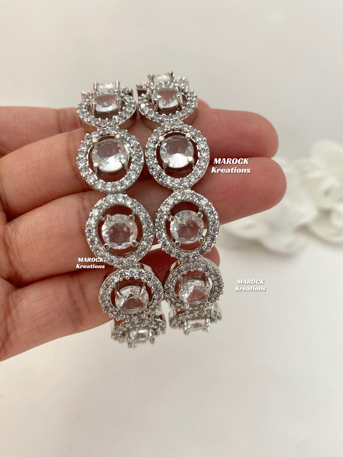Silver American Diamond Bangles/Kade