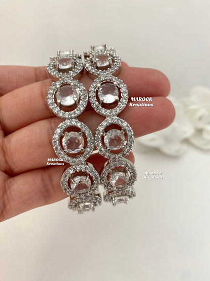 Silver American Diamond Bangles/Kade