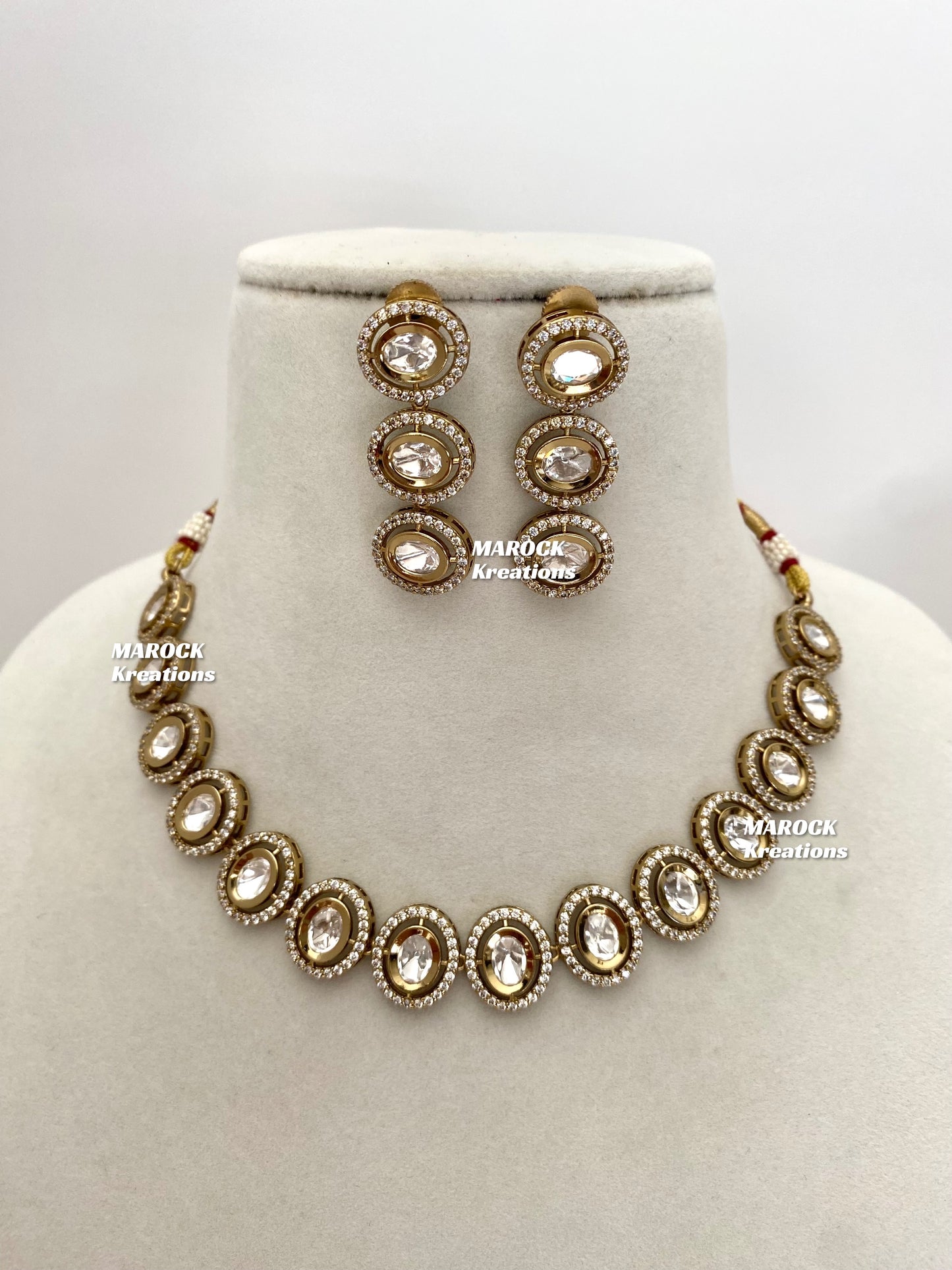 Nazma Premium Quality Moissanite Kundan Necklace set