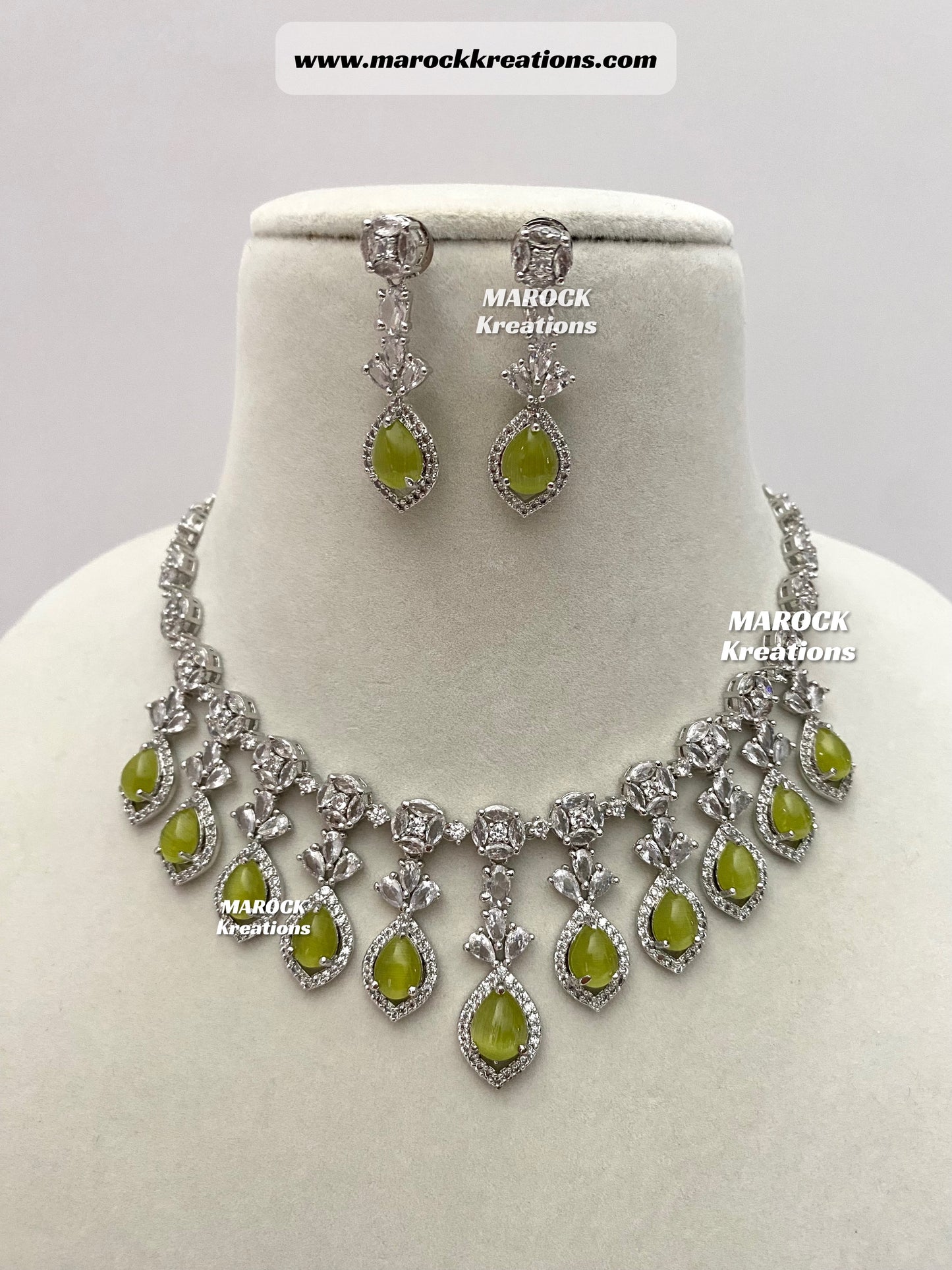 Silver American Diamond Necklace set