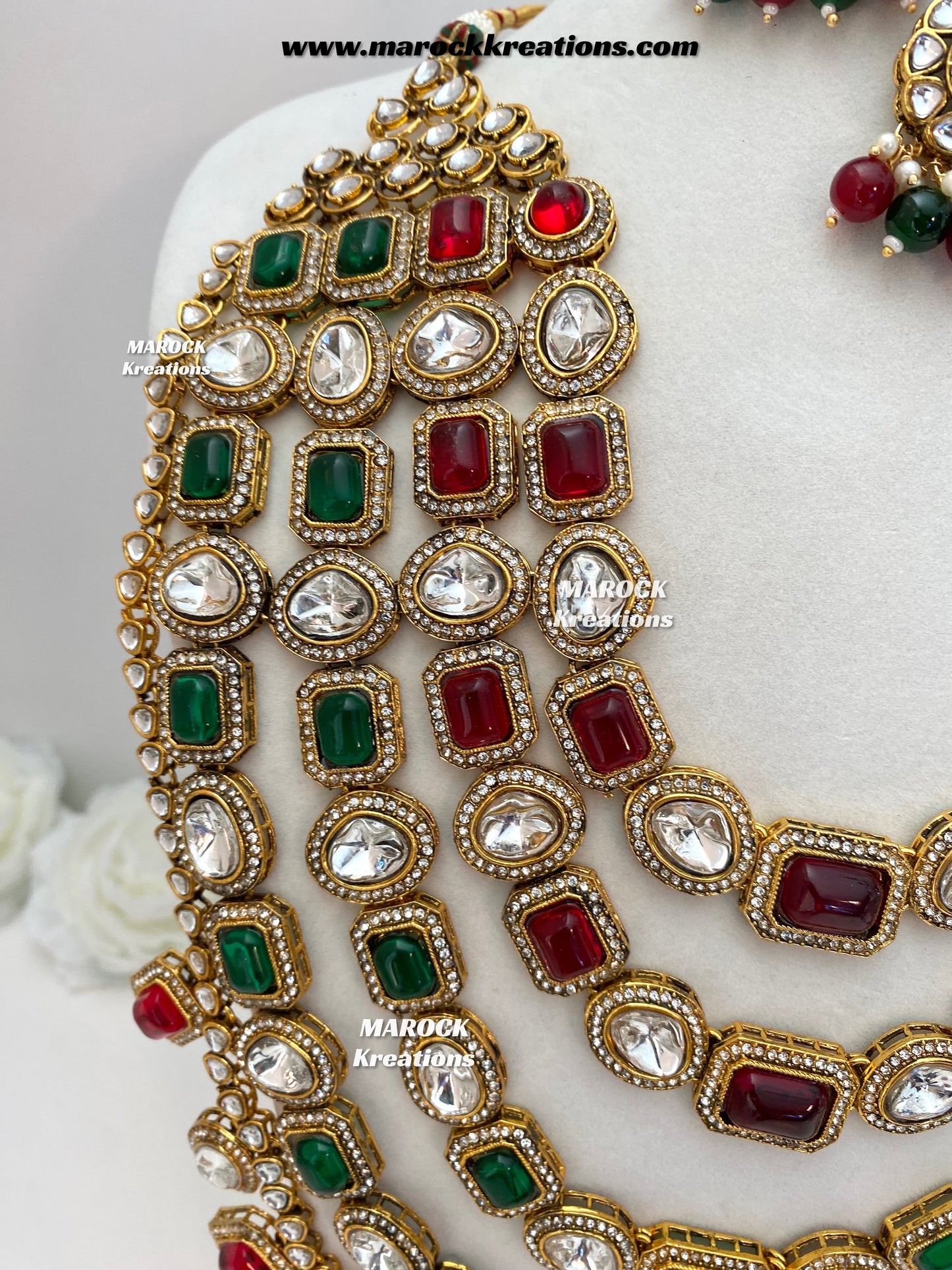 Samira Premium Quality Kundan Multi layer statement Rani haar set