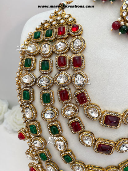 Samira Premium Quality Kundan Multi layer statement Rani haar set