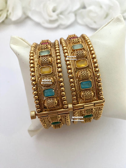 Gold plated openable Multi color kade/Bangles/Kangan