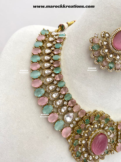 Nicole Sabyasachi inspired Moissanite Kundan and American diamond Necklace set