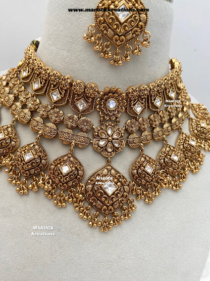 Amalya Premium Quality Gold plated statement Necklace set/Bridal set