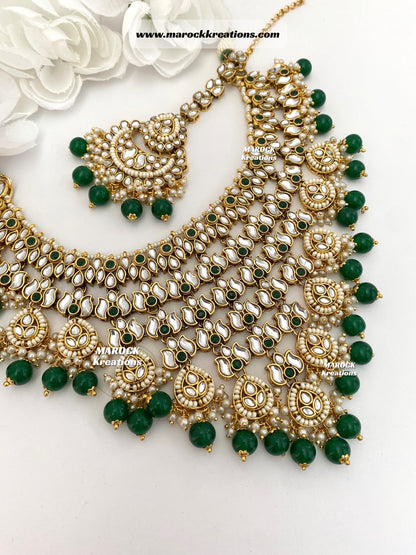 Fine Kundan V-shape Statement Necklace set