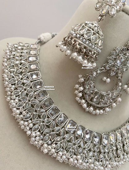 Silver Polki Necklace set