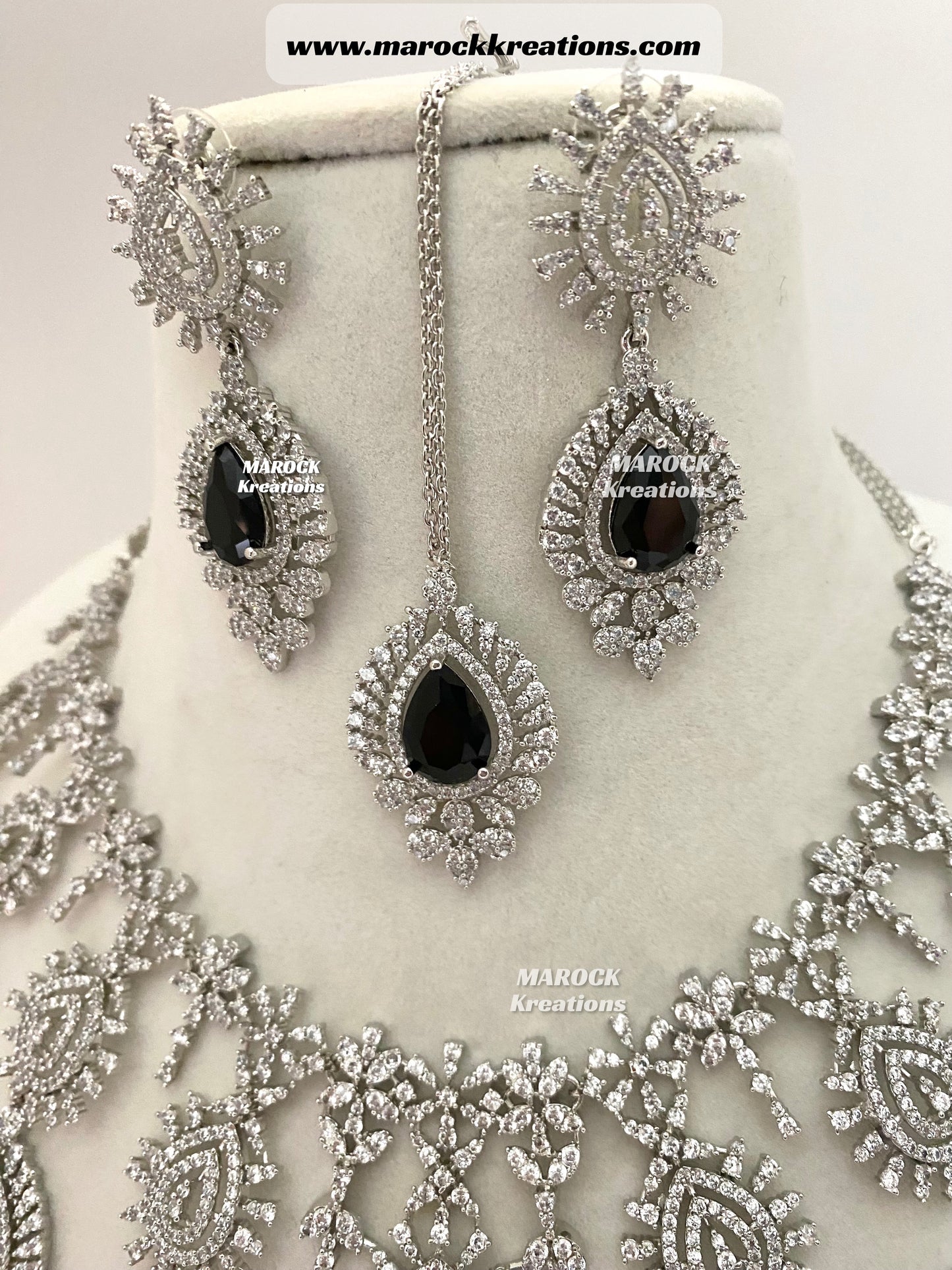 Zahra Silver American Diamond Necklace set