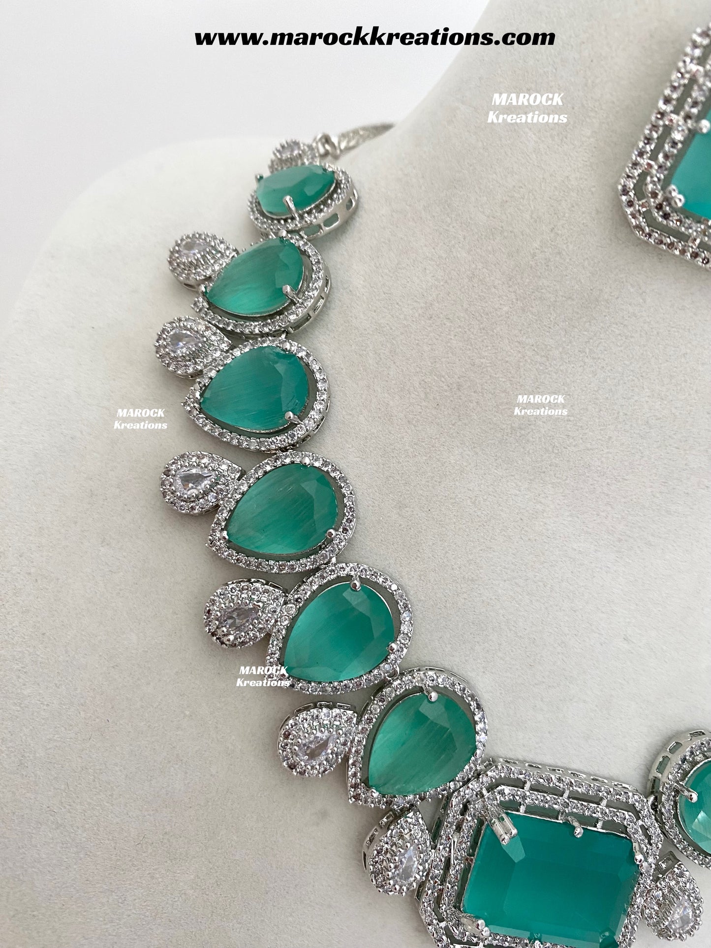 Fariha Silver American Diamond Necklace set