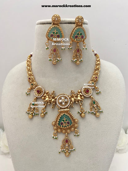 Amita Premium Quality exclusive Gold Plated heritage necklace set