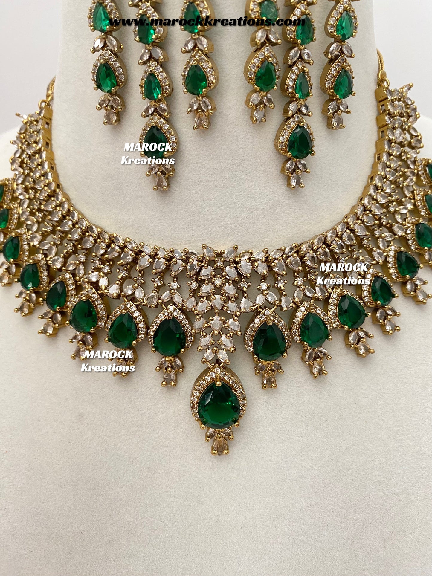 Naima Antique Gold American diamond Statement Necklace set