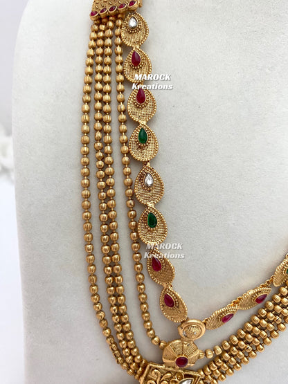 Gold Plated Matt finish Rani Haar/Rajwadi Long necklace