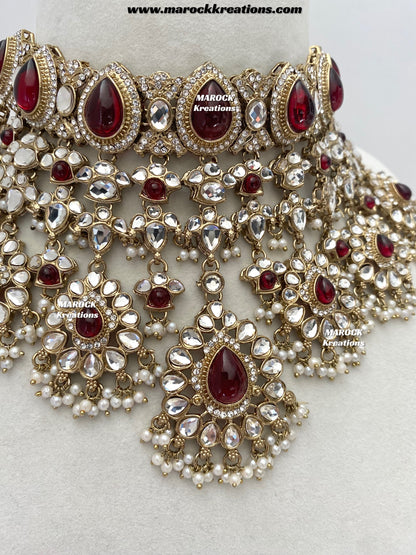 Lisha Uncut Polki Statement Necklace set/Bridal set