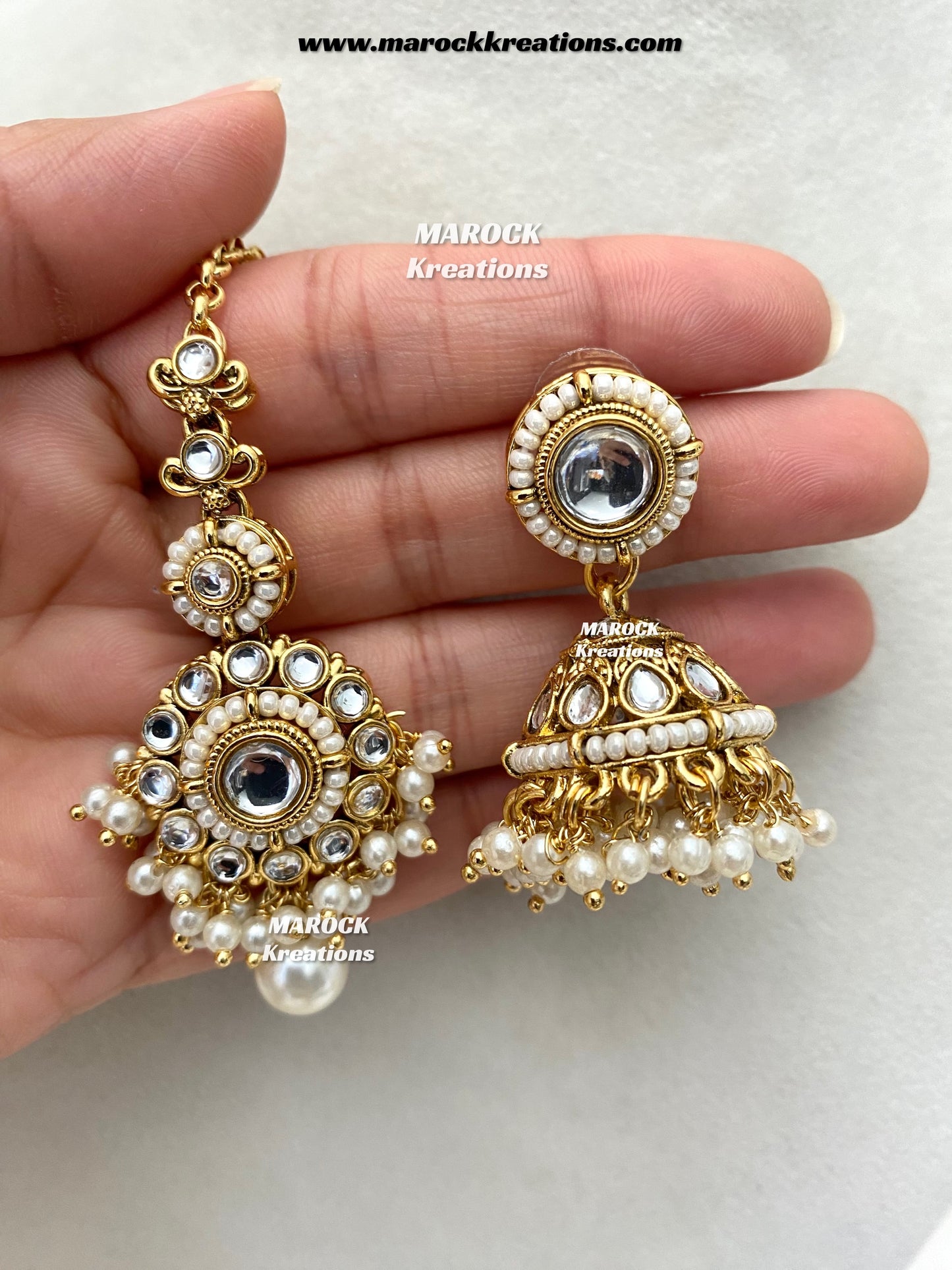 Akshi Premium Quality Kundan Single line Necklace set