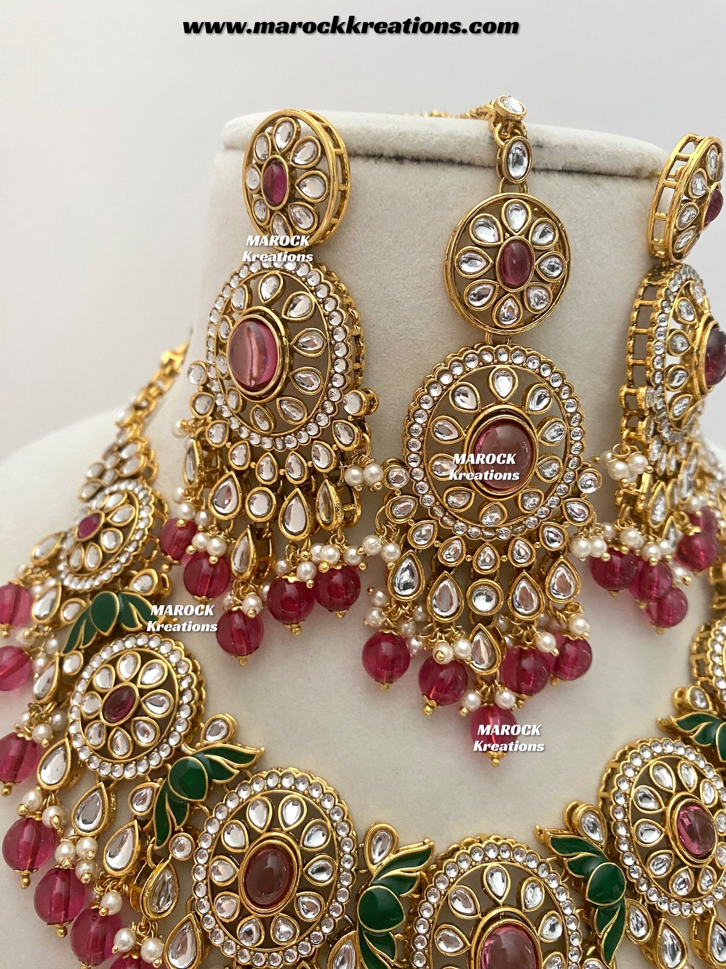 Iqra Premium Quality Kundan Meenakari Statement Necklace set