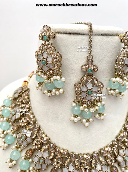 Arpan Antique Gold Polki MOP Statement Necklace set