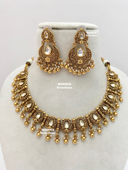 Archie Premium Quality Gold Plated Kundan Necklace set