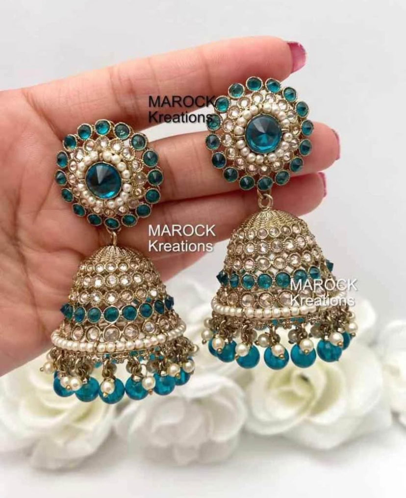 Antique Gold Polki oversized Jhumki Earrings