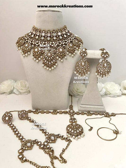 Shinal Uncut Polki Statement Necklace set/Bridal set