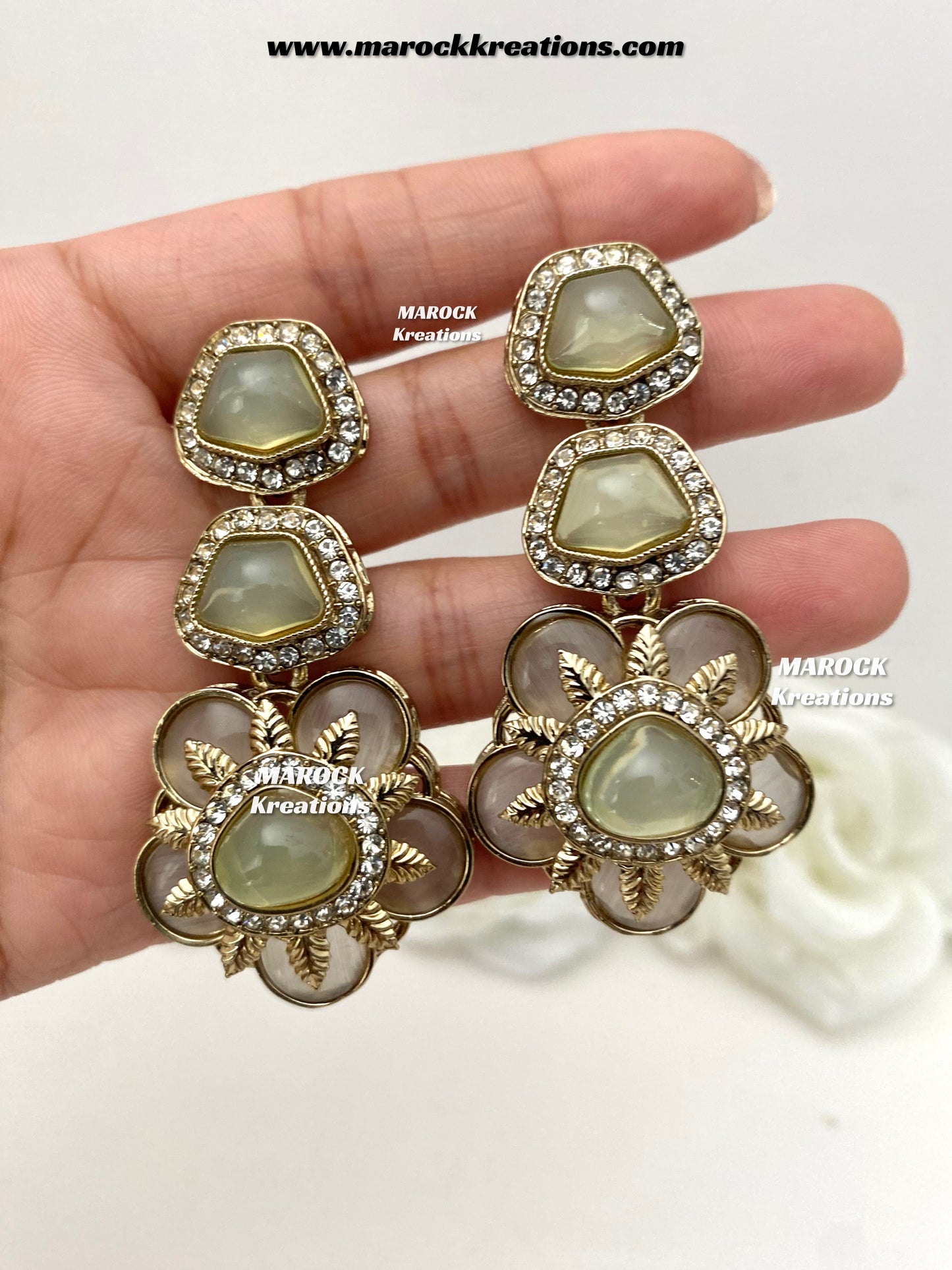 Kruti Sabyasachi inspired Mother of pearls Statement Earrings