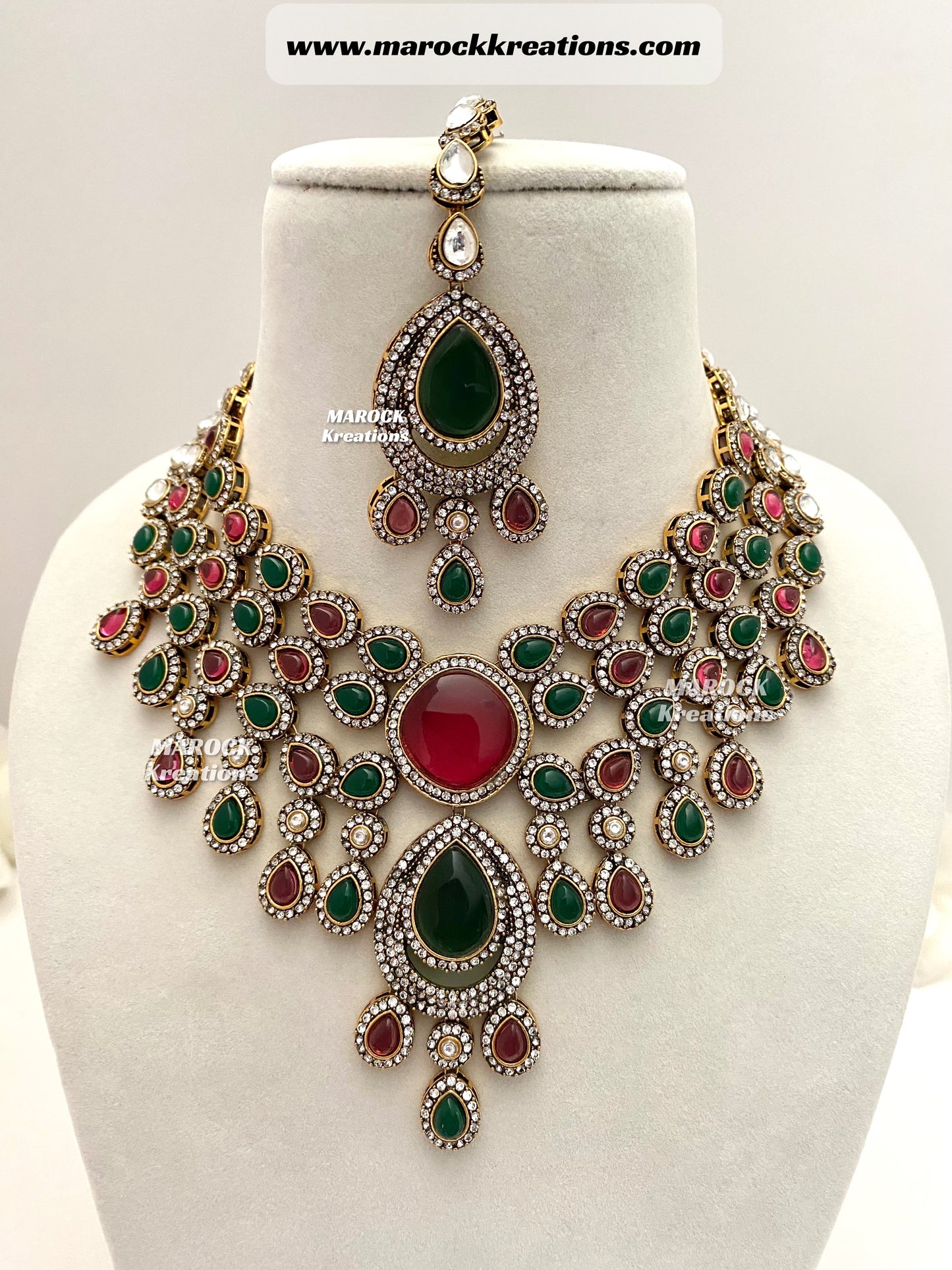 Sarah Bollywood style Victorian Monalisa Statement Necklace set