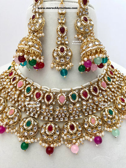 Kundan Necklace set comes with jhumki Earrings and tikka