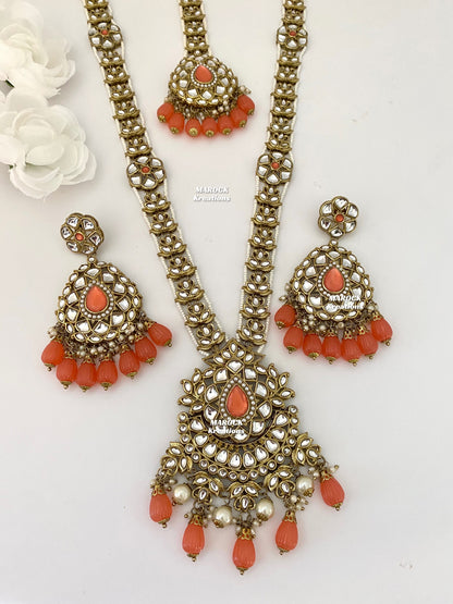 Kundan Coral Rani Haar/Long necklace