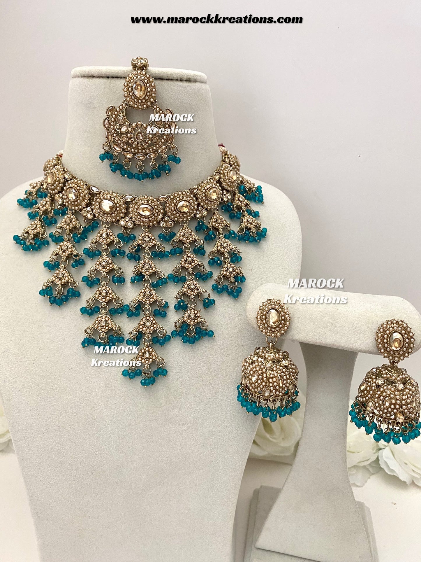 Shaya Antique Gold Polki waterfall Choker set