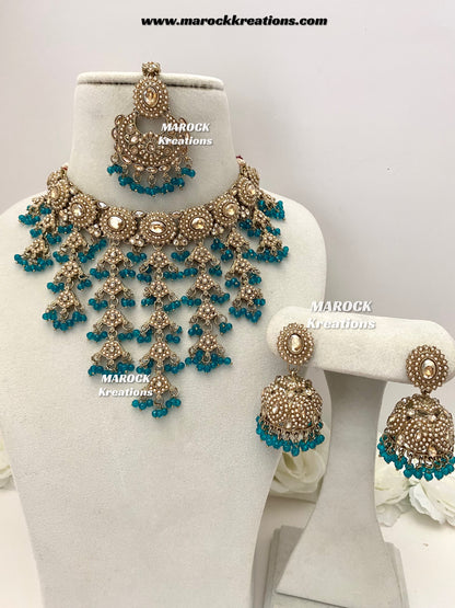 Shaya Antique Gold Polki waterfall Choker set