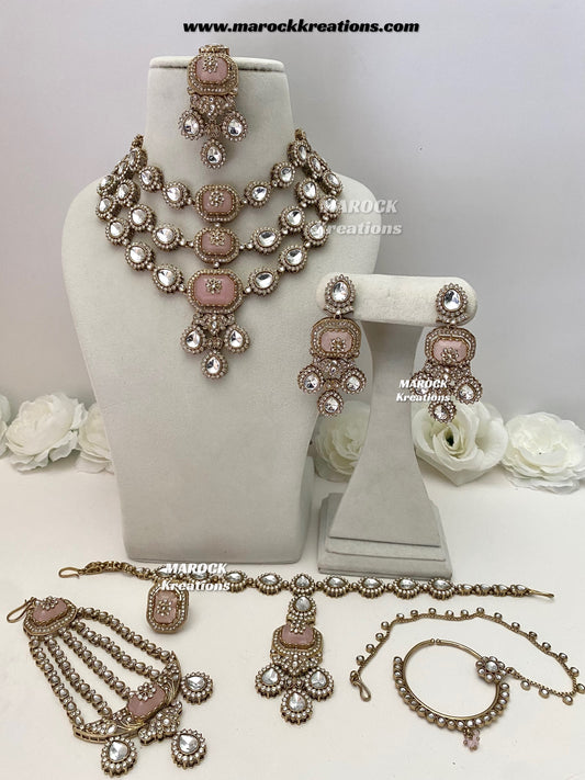 Luxy Premium Quality Kundan multi layered Statement Bridal set